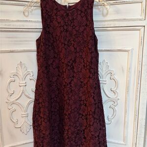 Ann Taylor Deep Maroon Floral Lace Dress